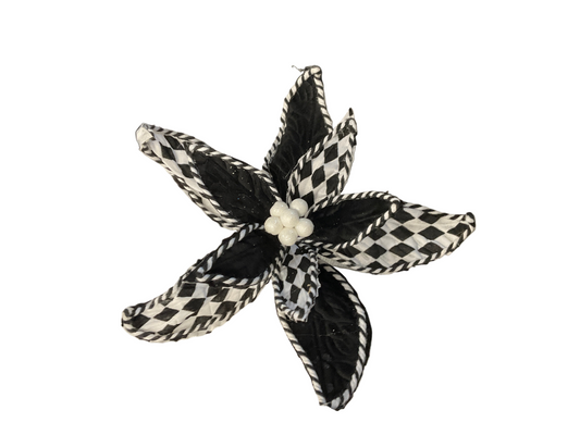 Velvet Poinsettia w/ Pattern Bk/Wht