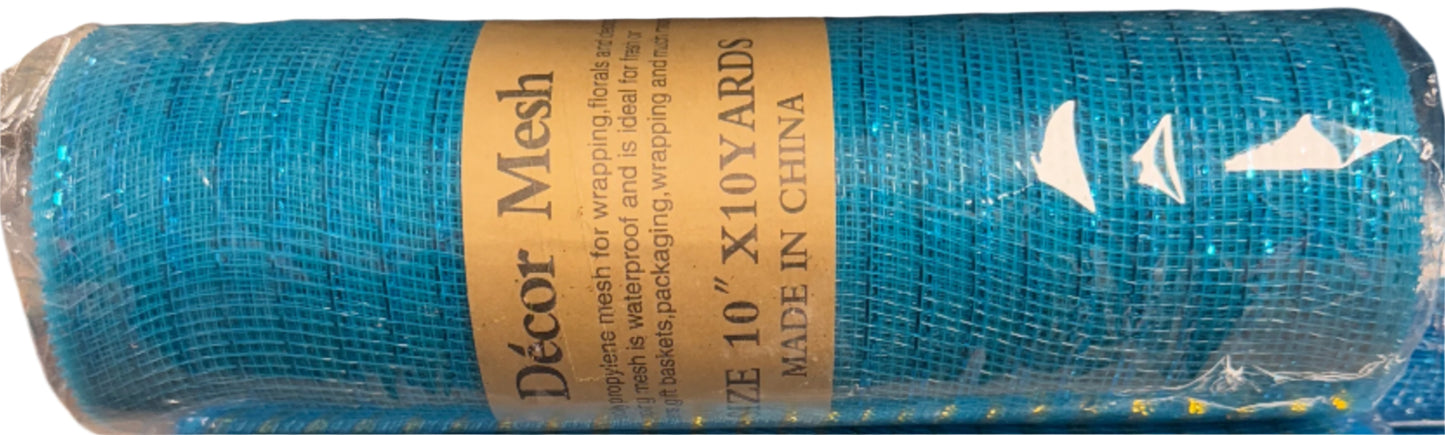 10" Deco Mesh Solid Color Standard: Blue (10 Yards)