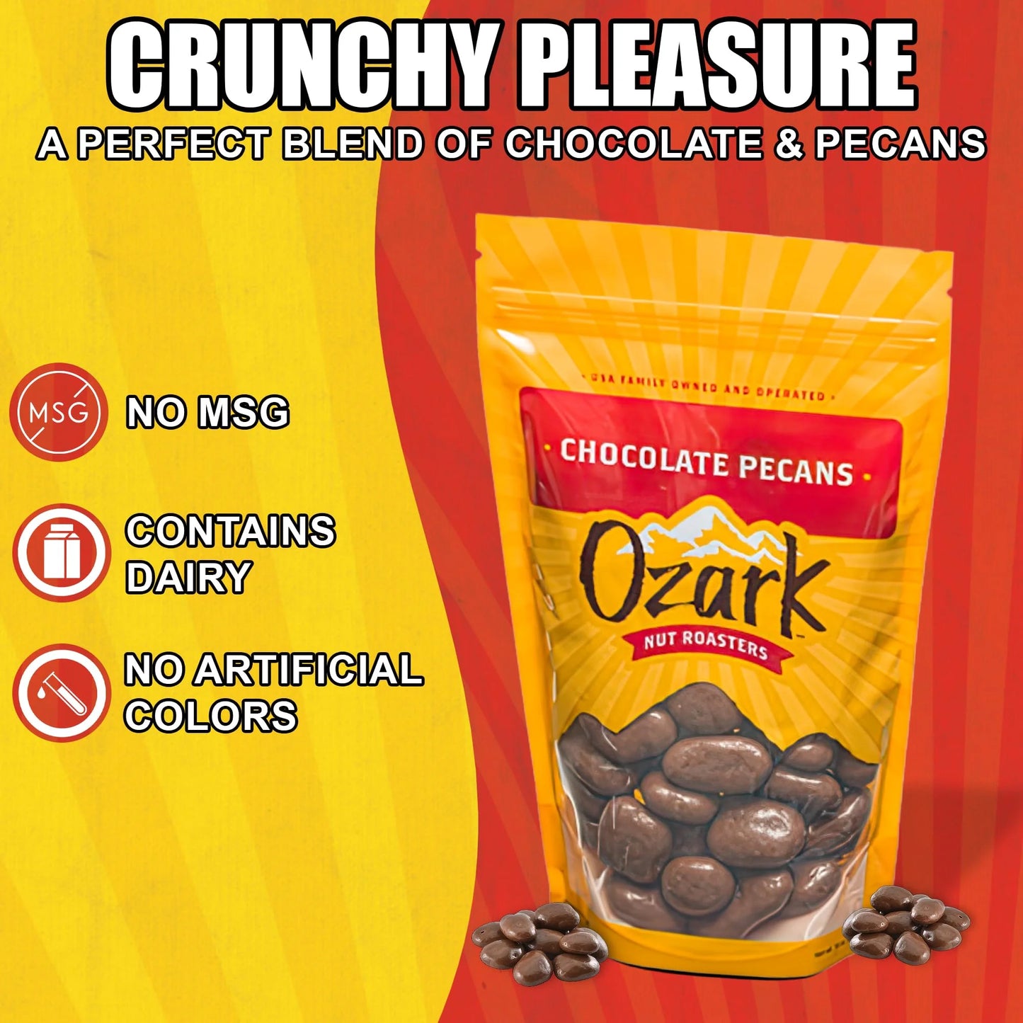Ozark Nut Roasters Chocolate Pecans 3oz Bag