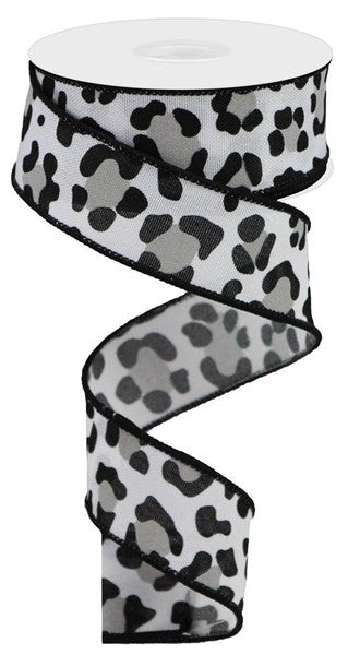 Leopard Print Ribbon: Gray & Black (10 Yards)