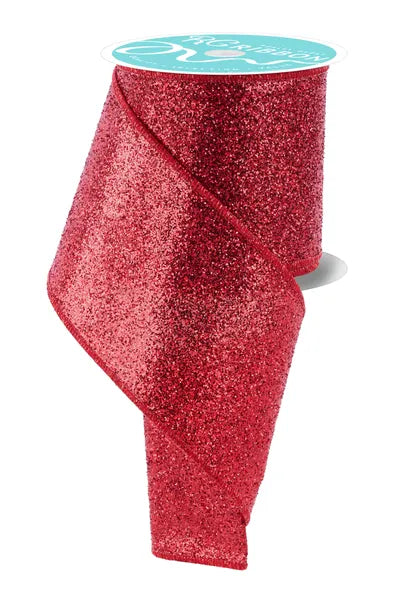 4"x10yds Laser Glitter Ribbon Red