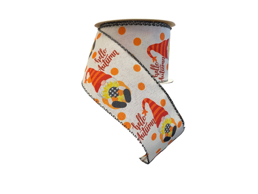 2.5” x 10 yards Fall Gnome Ribbon