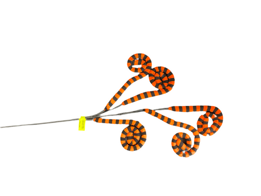 30” Striped Curly Spray: Orange & Black