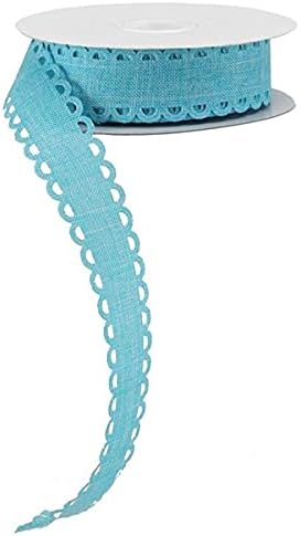 1" Royal Burlap Lace Ribbon: Light Blue (20 Yards)