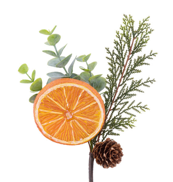 10" Orange Slice Mini Pinecone Pick