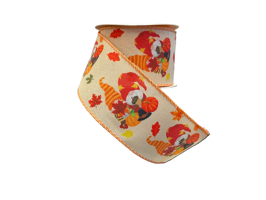 2.5” x 10 yards Fall Gnome Ribbon