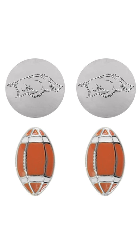 Arkansas Razorback Wildcat Football Earrings
