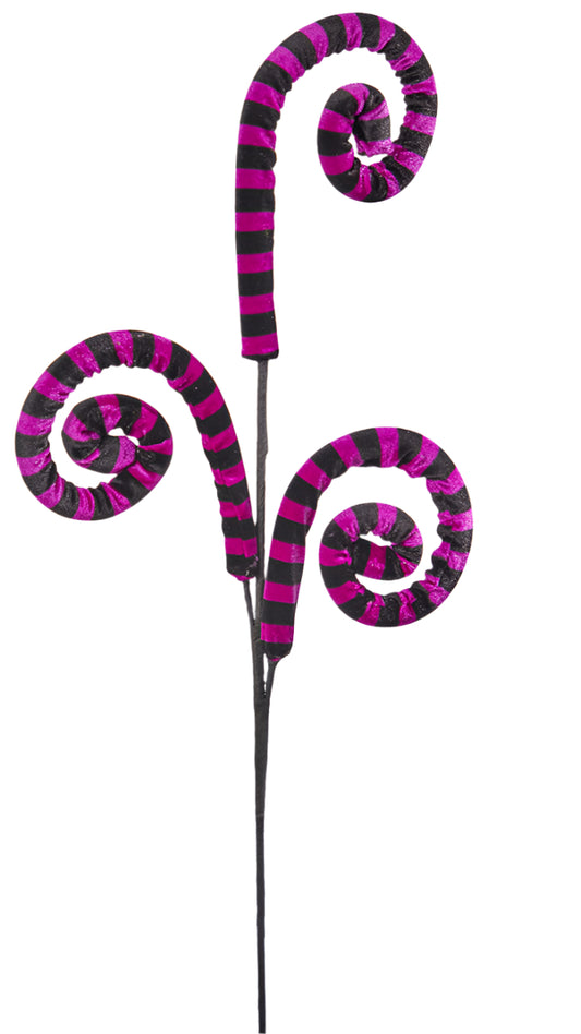 28" Striped Curly Spray: Purple & Black