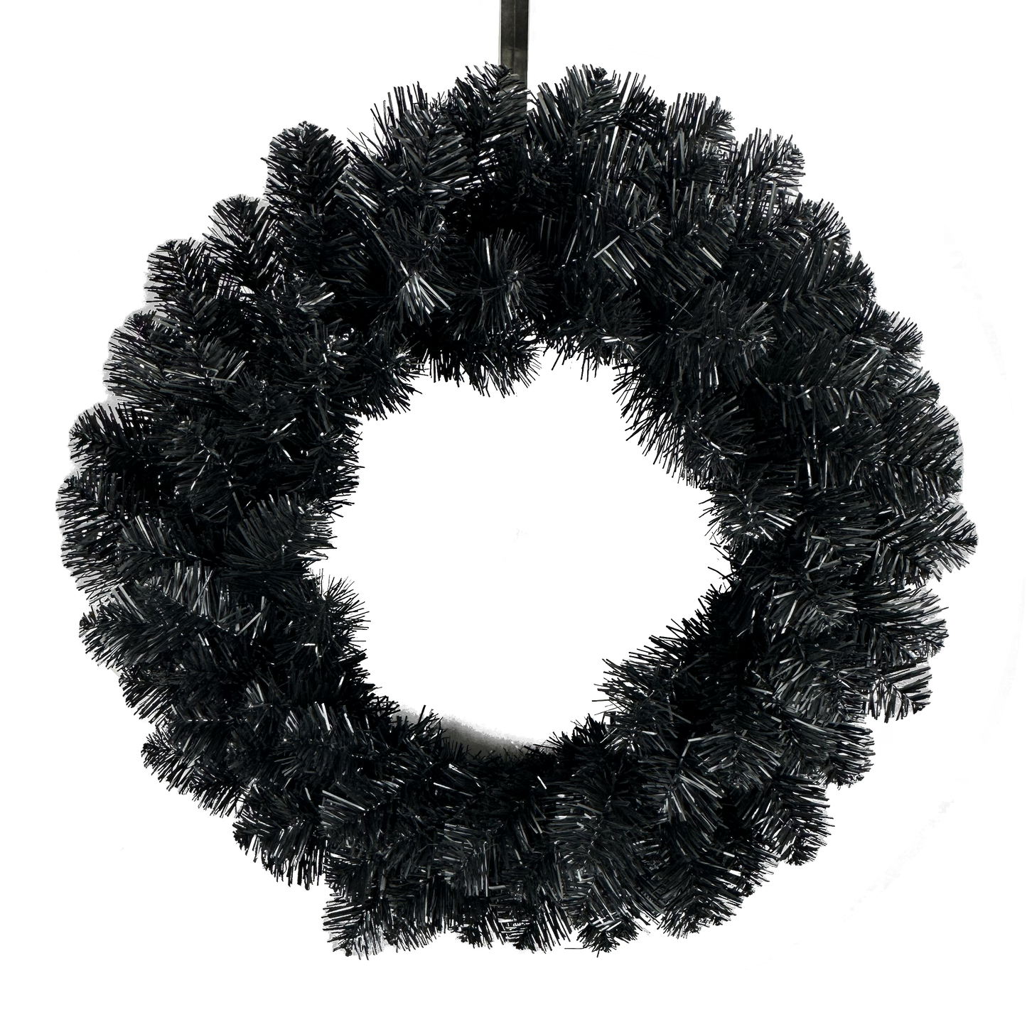 24" Pine Tinsel Wreath: Black