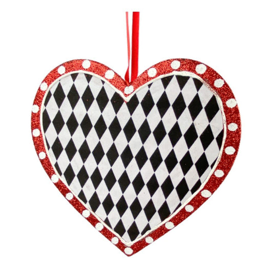 8" Harlequin Heart Ornament