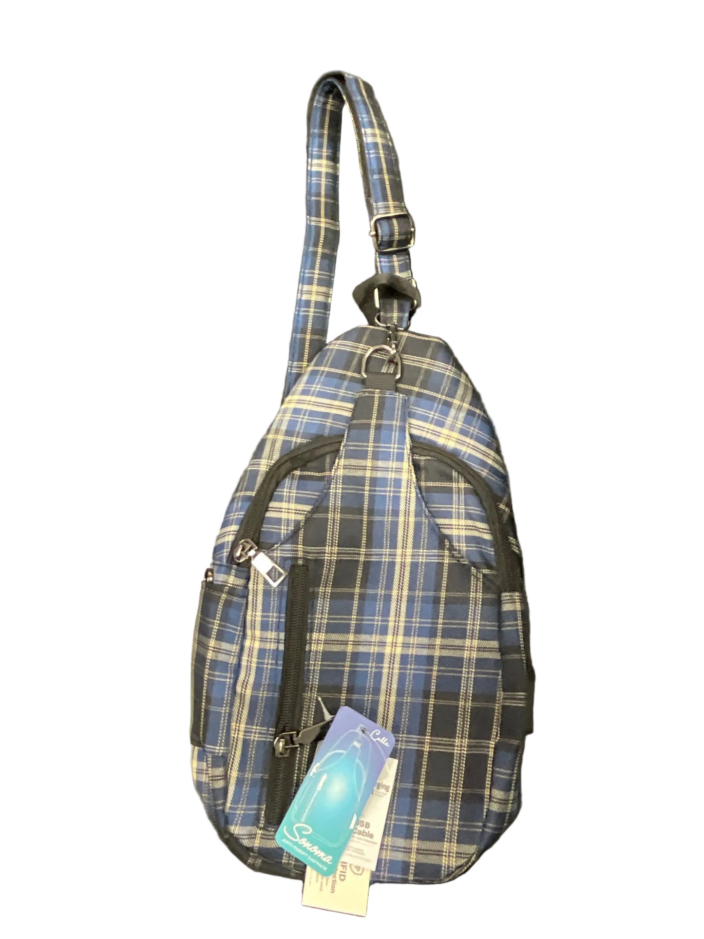 Calla Sonoma Antitheft Daypack Small Blue/Tan Plaid Bag