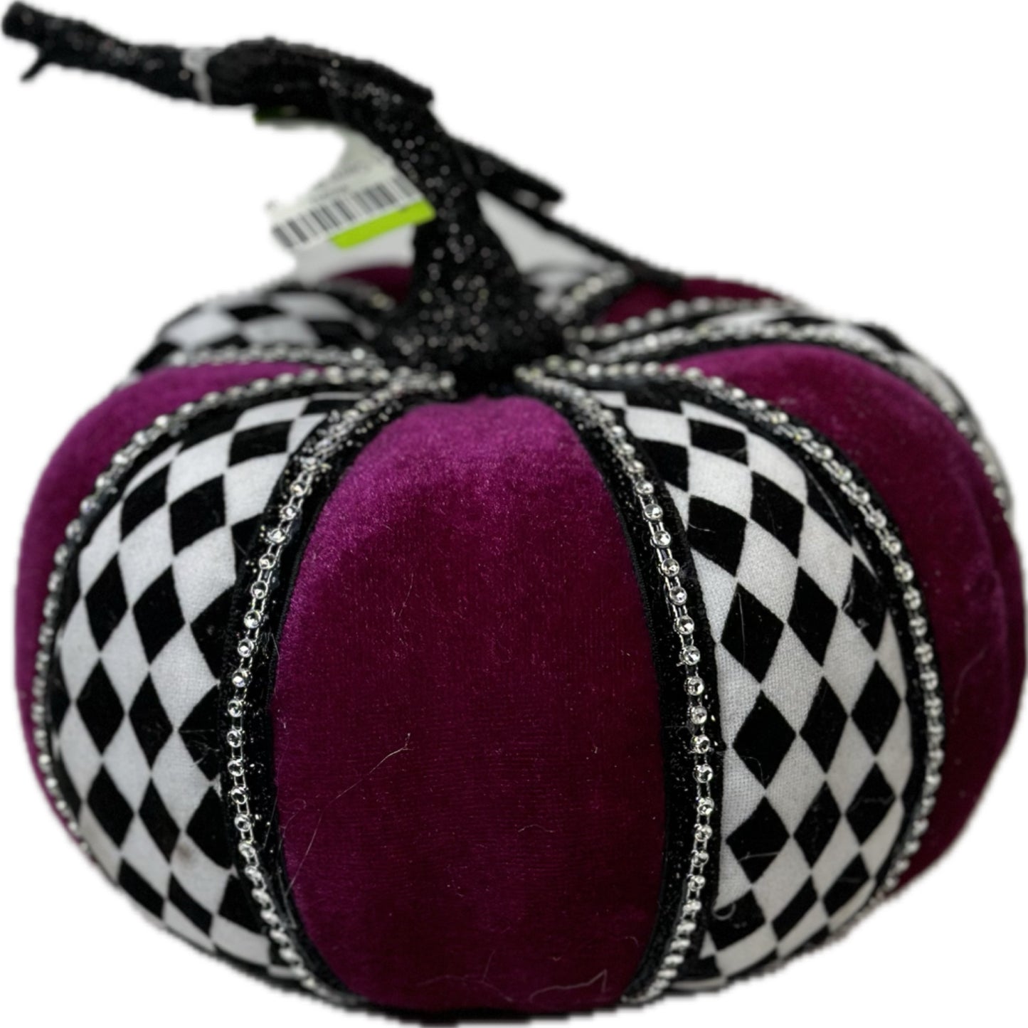 Velvet Harlequin Rhinestone Pumpkin H6 Black/White/Pink