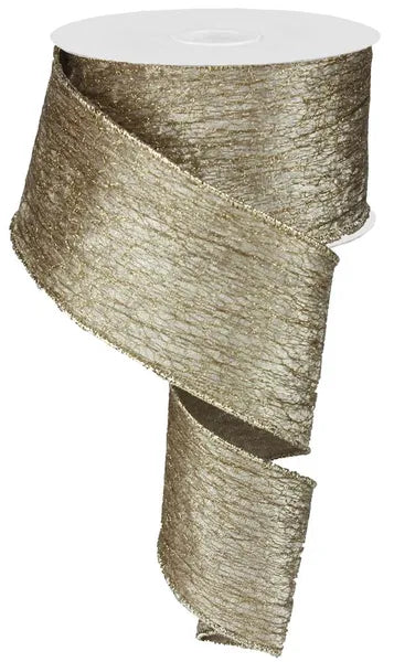 2.5"X10yds Velvet/Foil Beige/Gold