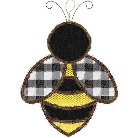 20"Hx15"L Vine/Fabric Check Bee