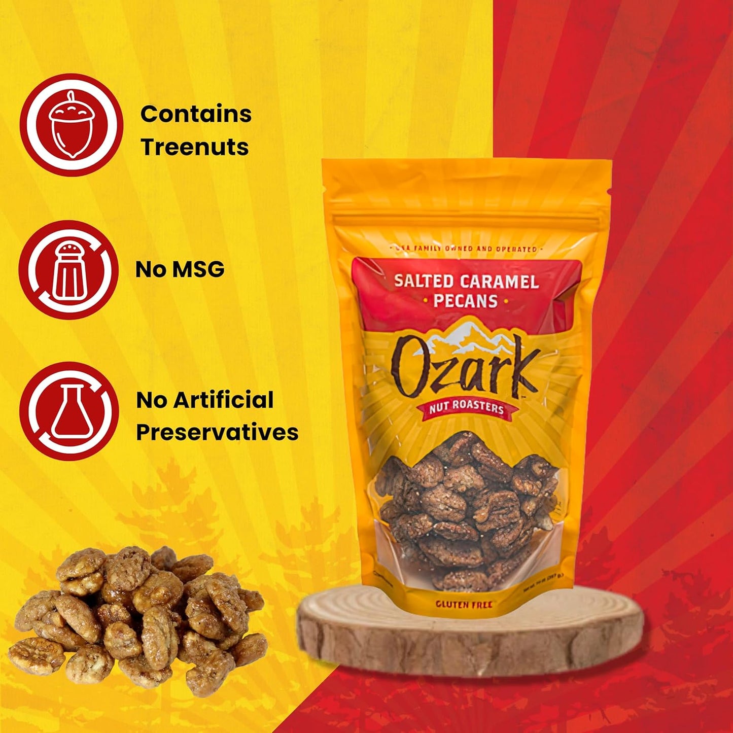 Ozark Nut Roasters Salted Caramel Pecans 3oz Bag