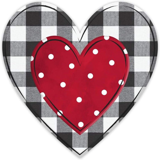 12" Checkered Metal Embossed Heart Hanger