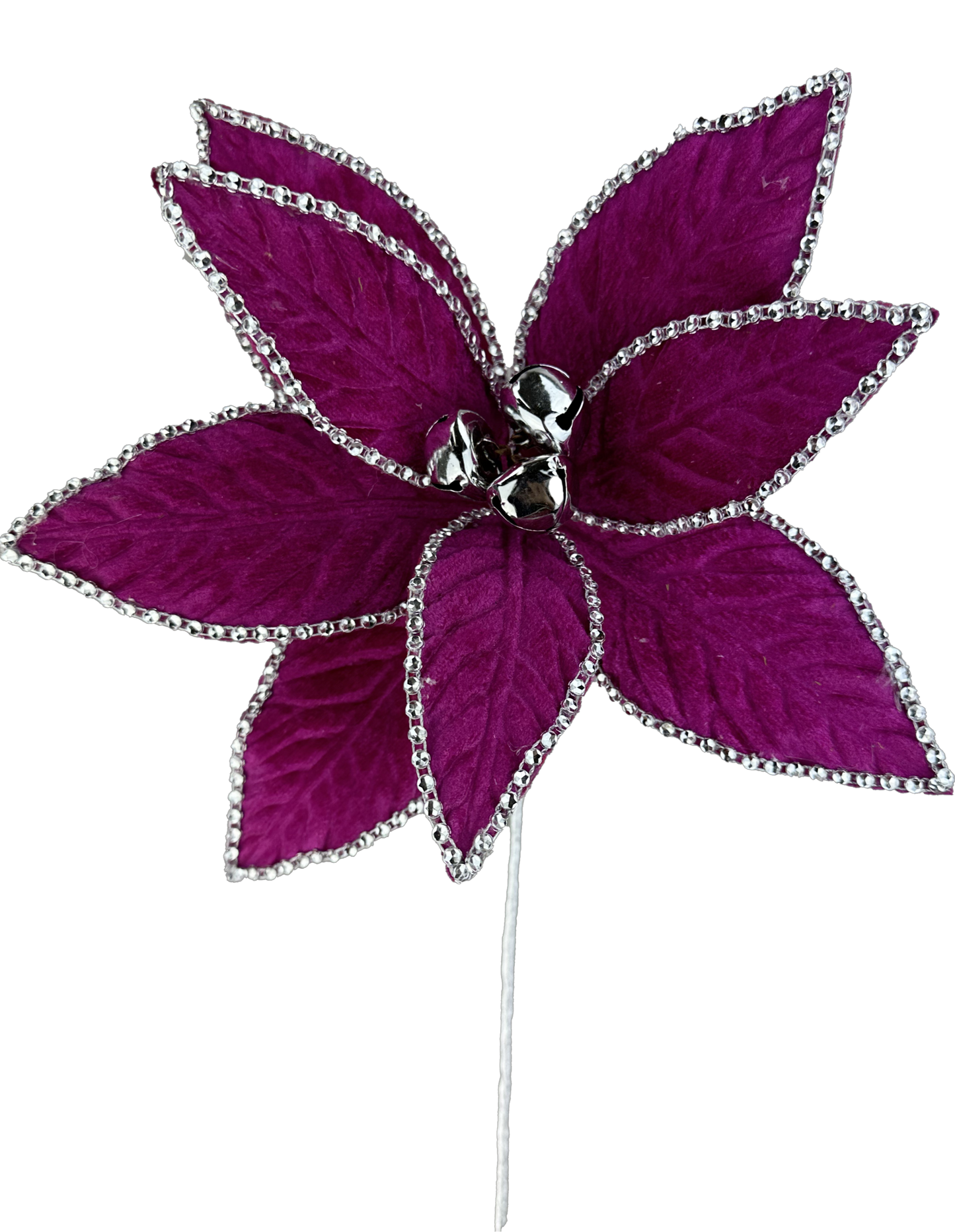 20" Rhinestone Velvet Poinsettia Stems