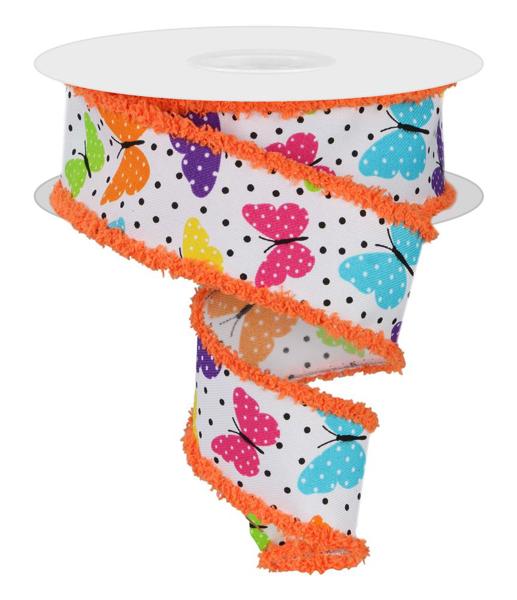 1.5" Butterflies/Dots with Drift Ribbon (10 Yards)