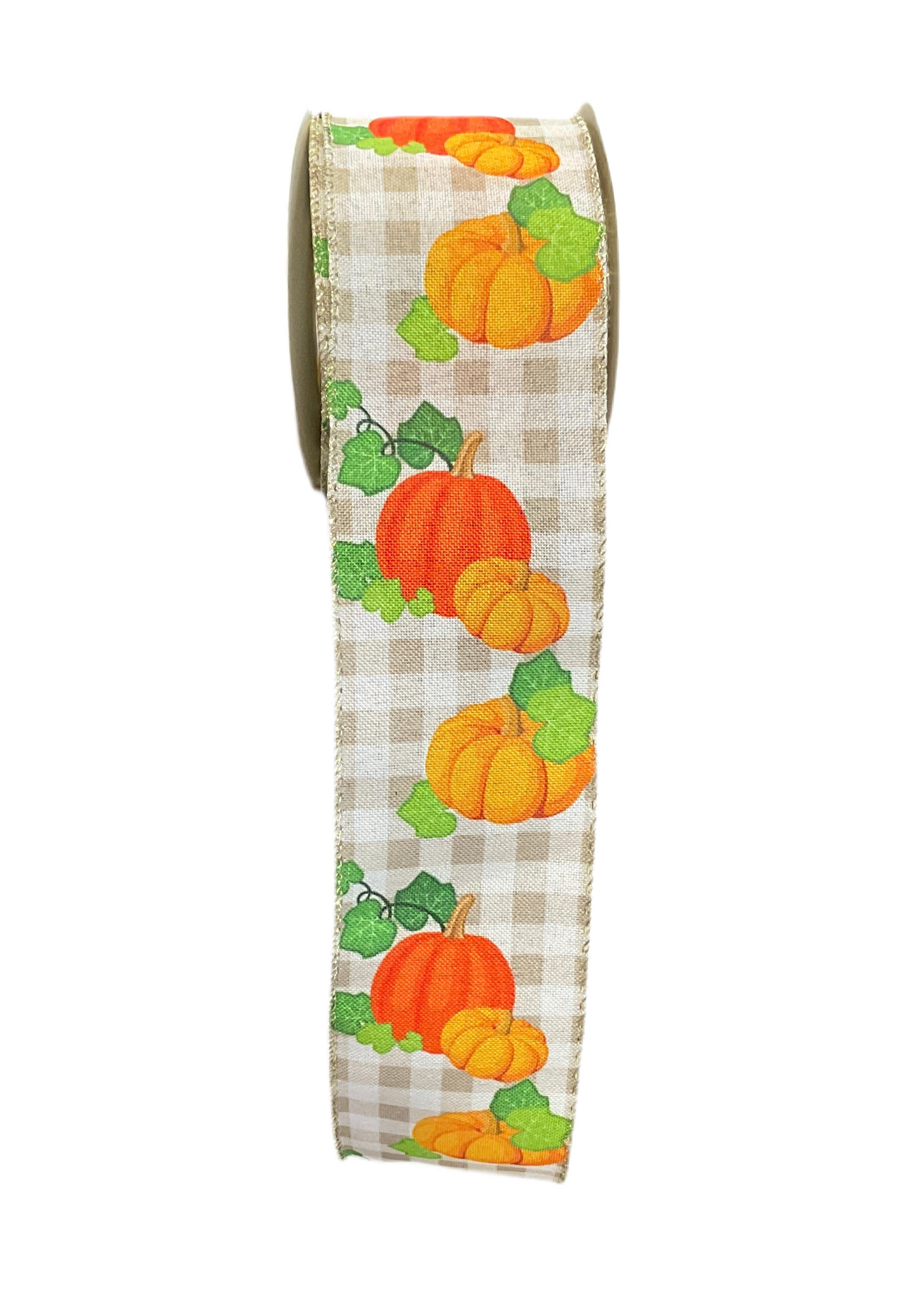 2.5” Pumpkin Check Ribbon x 10yds