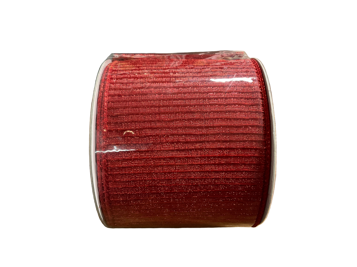 4” Pleated Metallic Ribbon Red - 10 Yards
