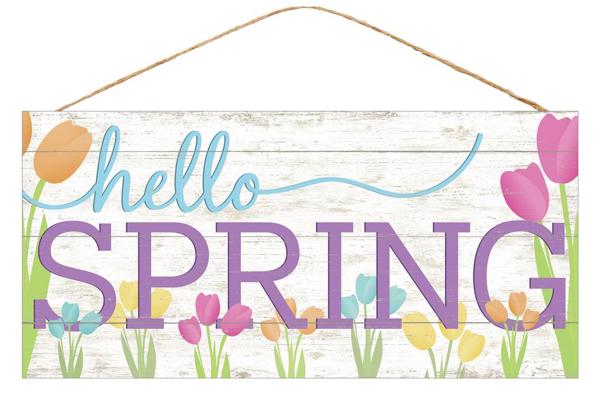 12.5" X 6" Hello Spring Sign
