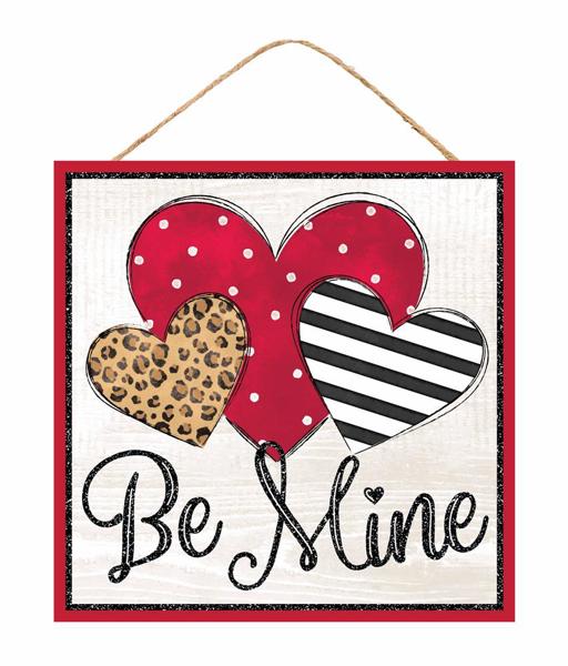 10" Be Mine/Hearts Glitter Sign