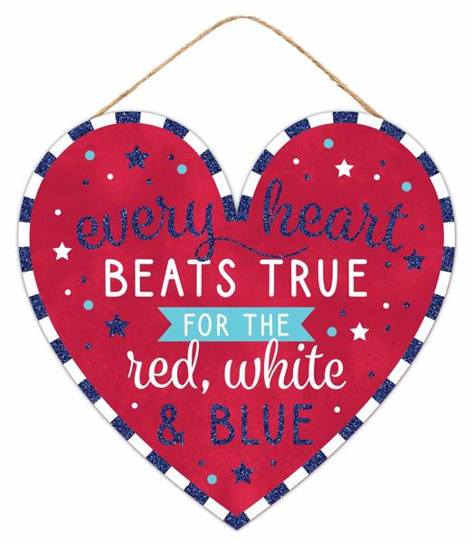12" x 11.5" Heart Beats True/Border Glitter Sign