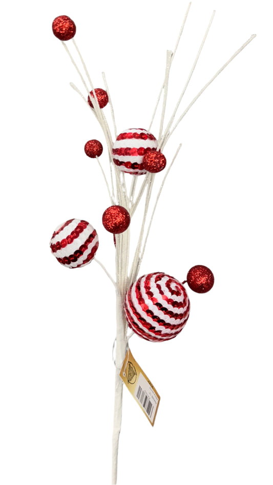 13” Red and White Sequin Ball Pick