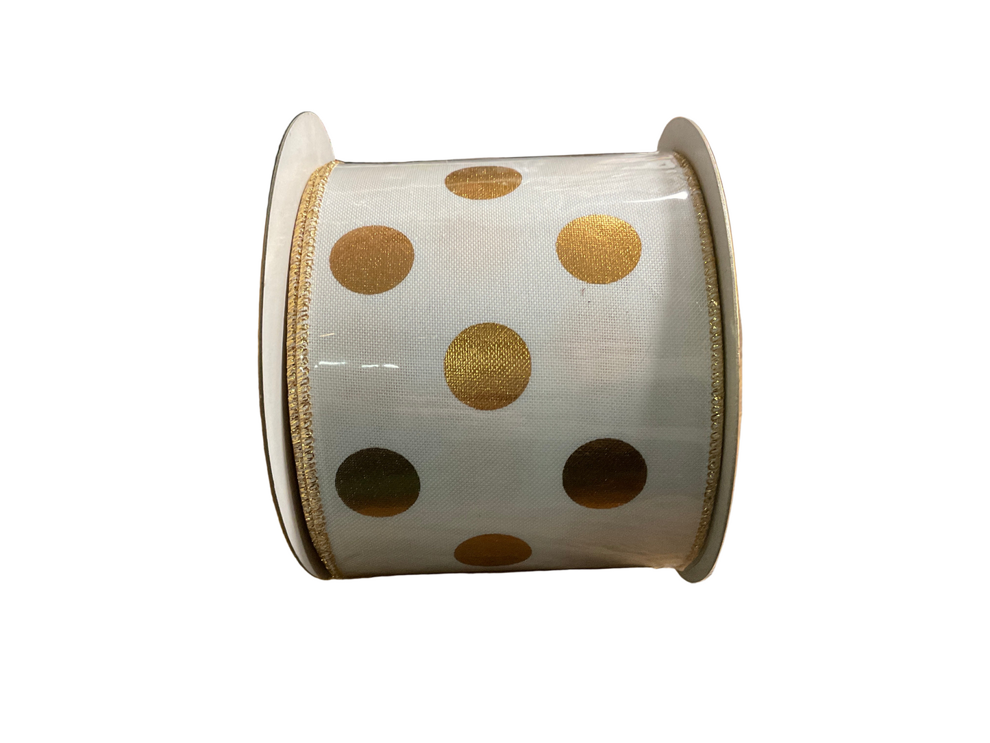 4” Farrisilk Christmas Foil Polka Dot Ribbon - 10 Yards