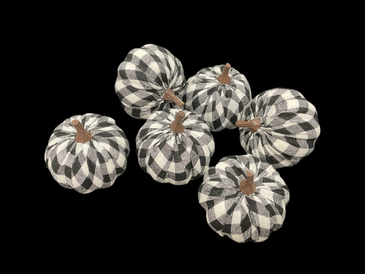 3" Fabric Pumpkin x6 Black/White Buffalo Check