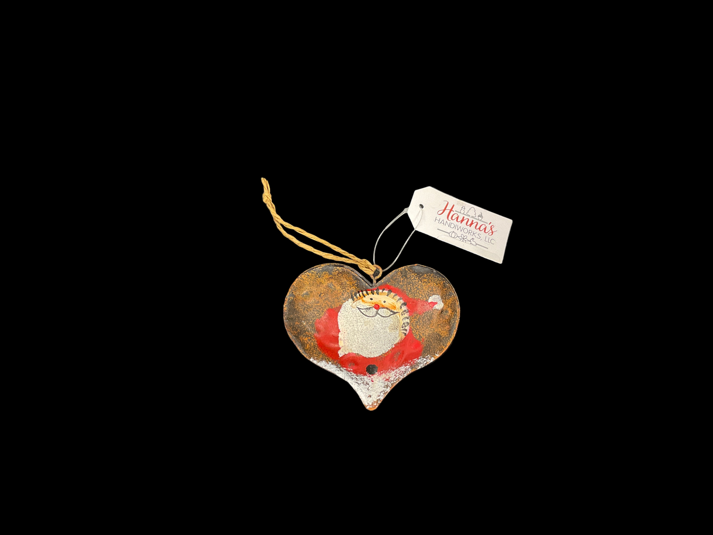Metal Santa Heart Ornament by Hannah’s Handiworks