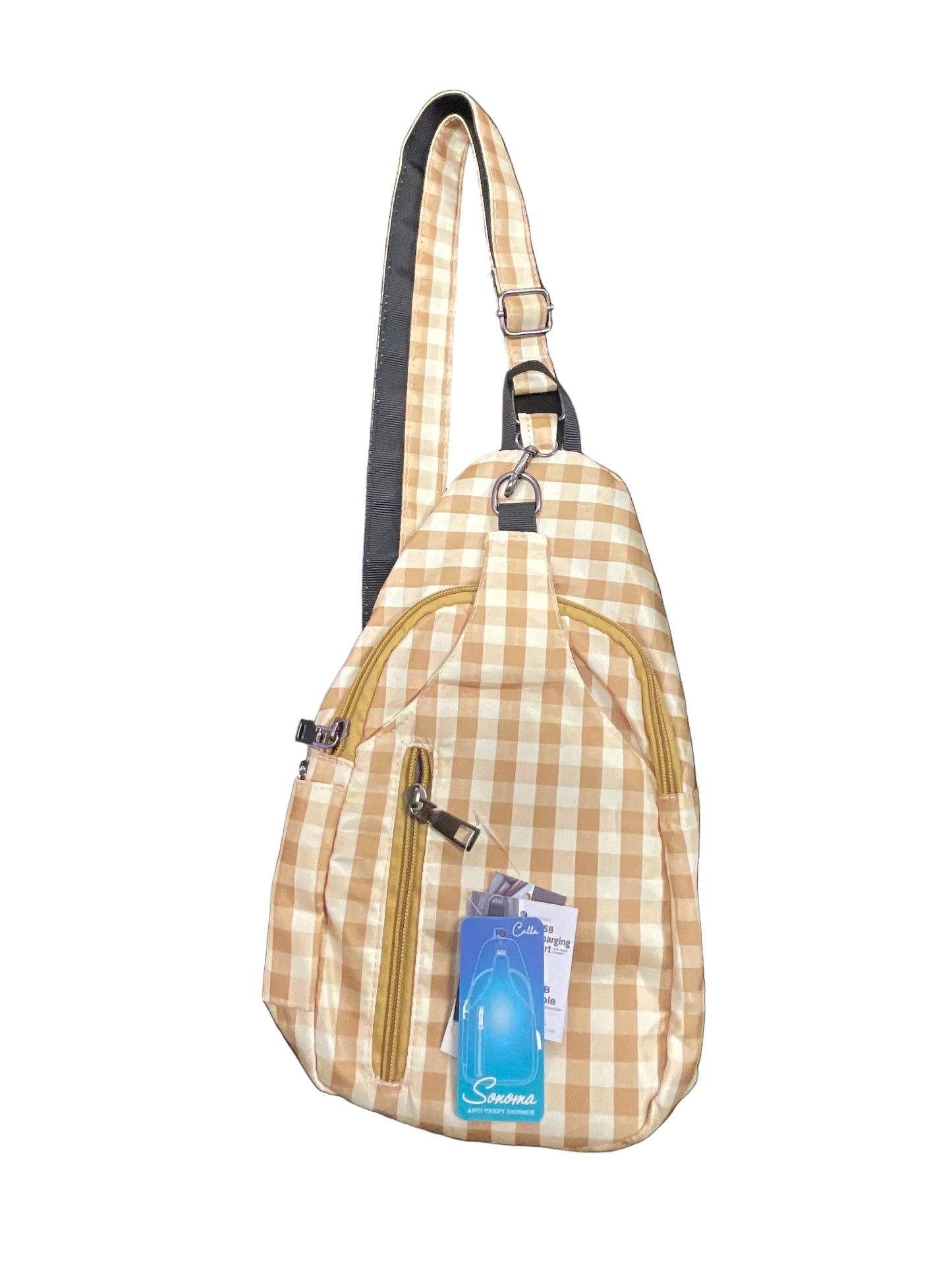 Calla Sonoma Antitheft Daypack Small Lemon Yellow Gingham Bag