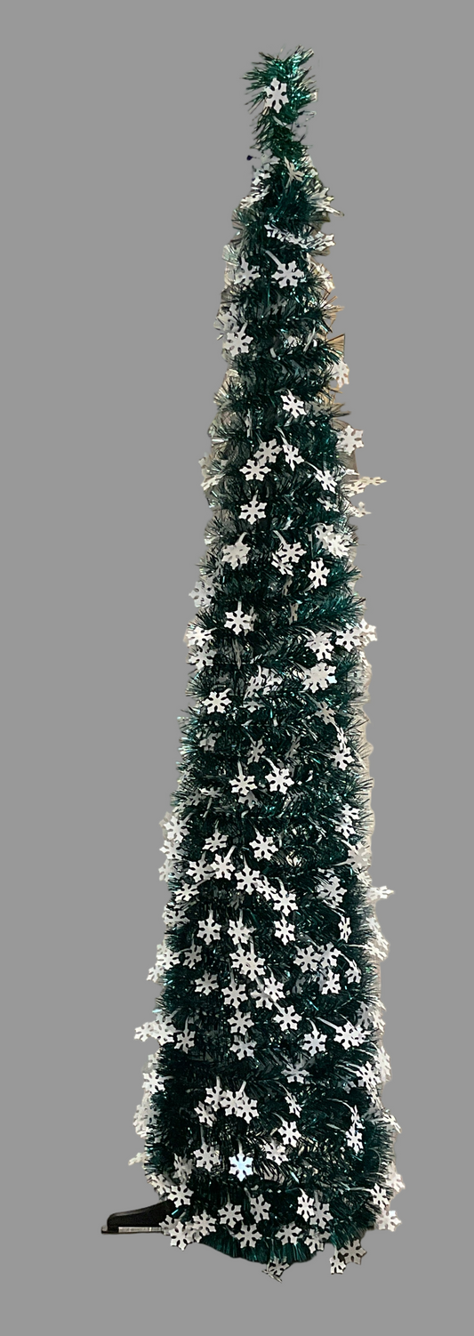 5 Ft. Pop-Up Tree - Teal With White Snowflakes