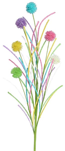 30" Glitter Thistle/Bead Spike Spray