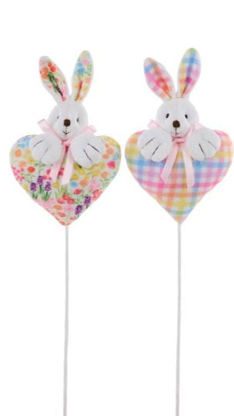 5.5"H Bunny On Heart Pick