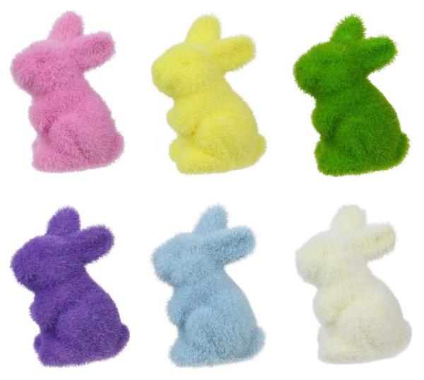 4" X 2.5" Flocked Standing Rabbit