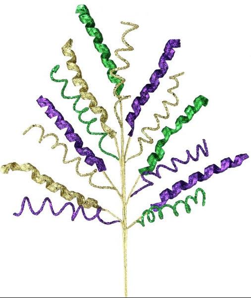 28" Glitter Grass/Spike Spray: Gold, Purple, & Green