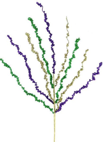 35" Glitter Bead Swirl Spray: Purple, Green, & Gold