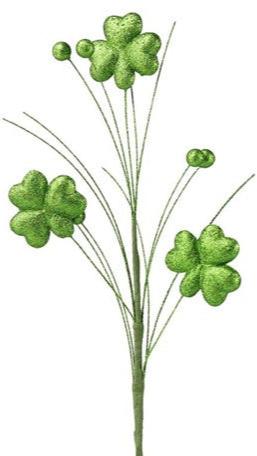 22.5" Glittered Shamrock Spray
