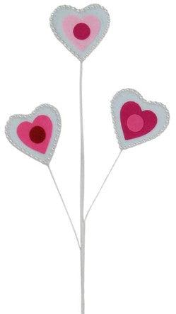 24.5" Pearl Bead/Felt Heart Spray