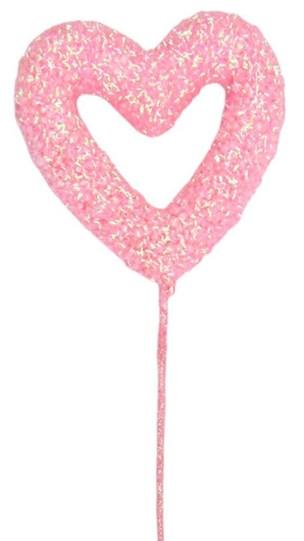 3.14" Solid Foam Bead Heart Pick: Pink (Set of 4)