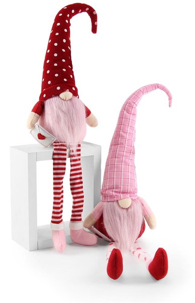 17.5"Hx4"L Sitting Valentine Gnomes - Assortment
