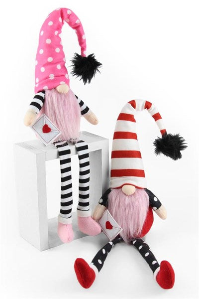 17.5"Hx4"L Sitting Valentine Gnomes - Assortment