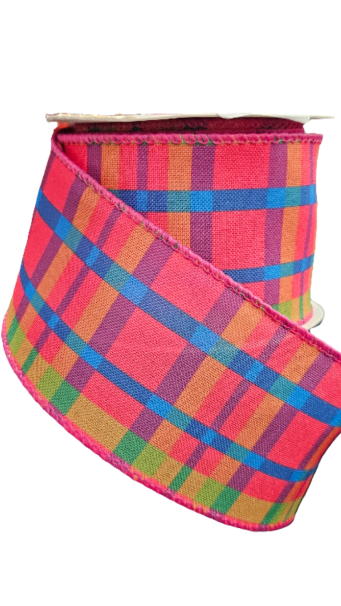 2.5" Bright Plaid Ribbon (10 Yards)