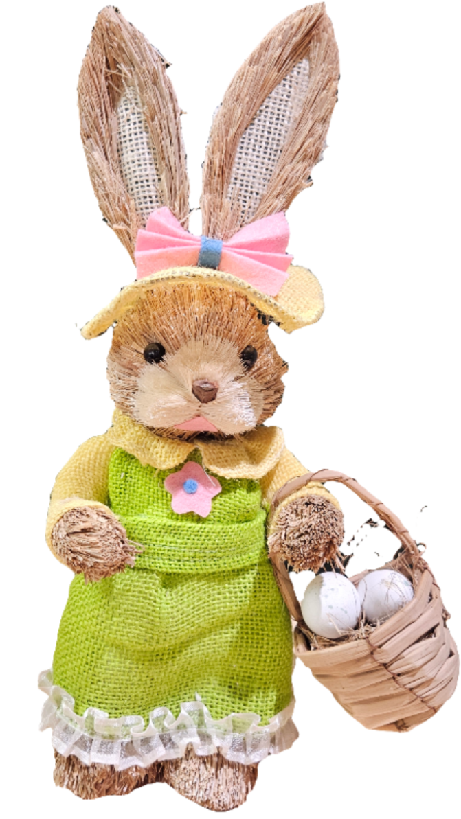 Straw Bunny w/ Clothing - 13"