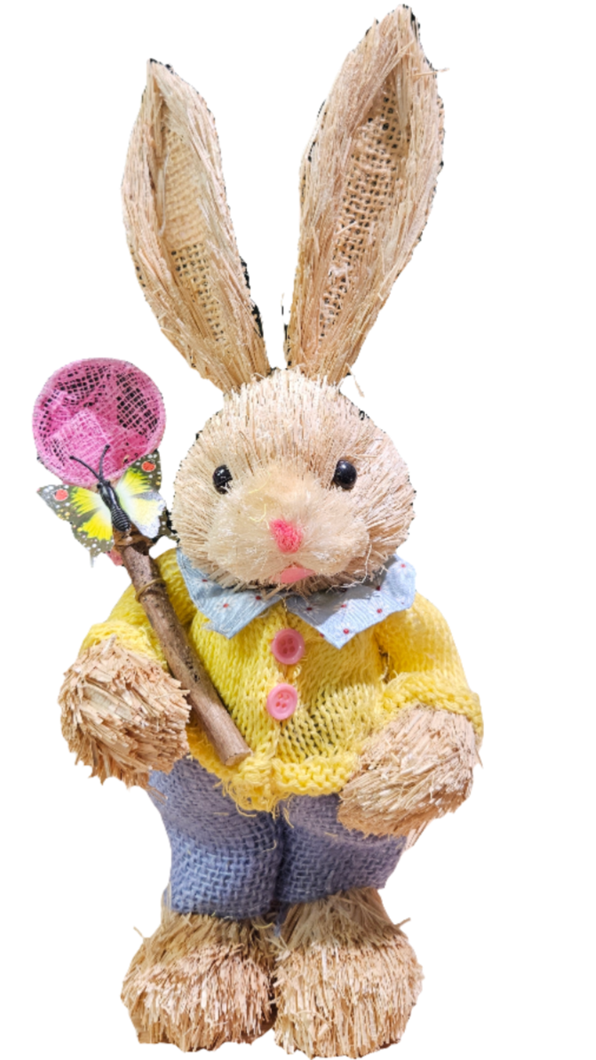 Straw Bunny w/ Clothing - 13"