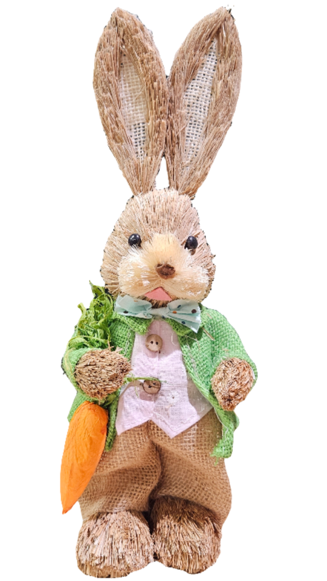 Straw Bunny w/ Clothing - 13"