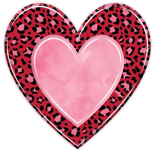 12" Metal Embossed Leopard Heart Sign