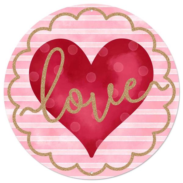 12" Metal Glitter Love/Heart Sign
