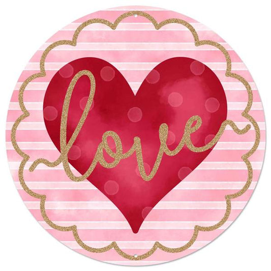 12" Metal Glitter Love/Heart Sign
